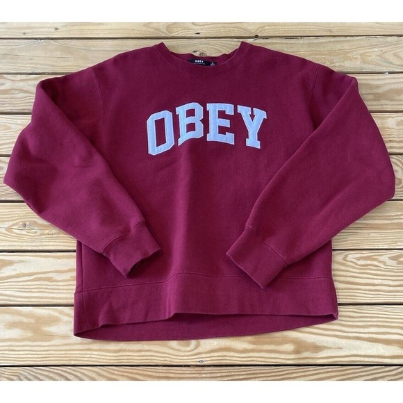 Obey Tops - Obey Logo Sweatshirt Size Small Women’s Red Pullover
